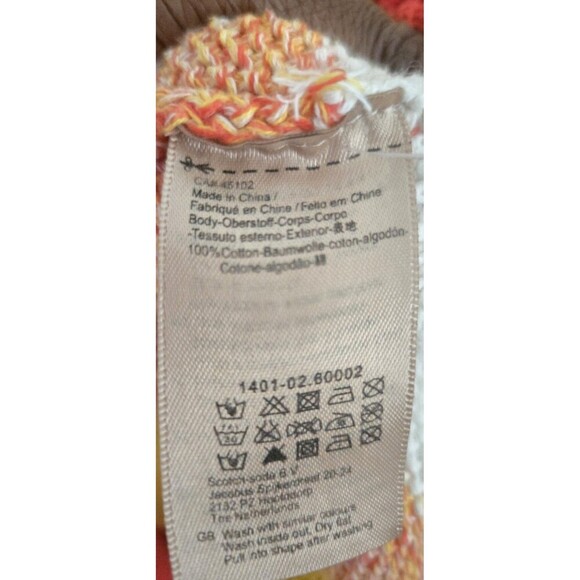 Scoth & Soda Men Jumper Sweater Orange Striped Cable-Knit Crew Neck Cotton Large - Picture 9 of 9